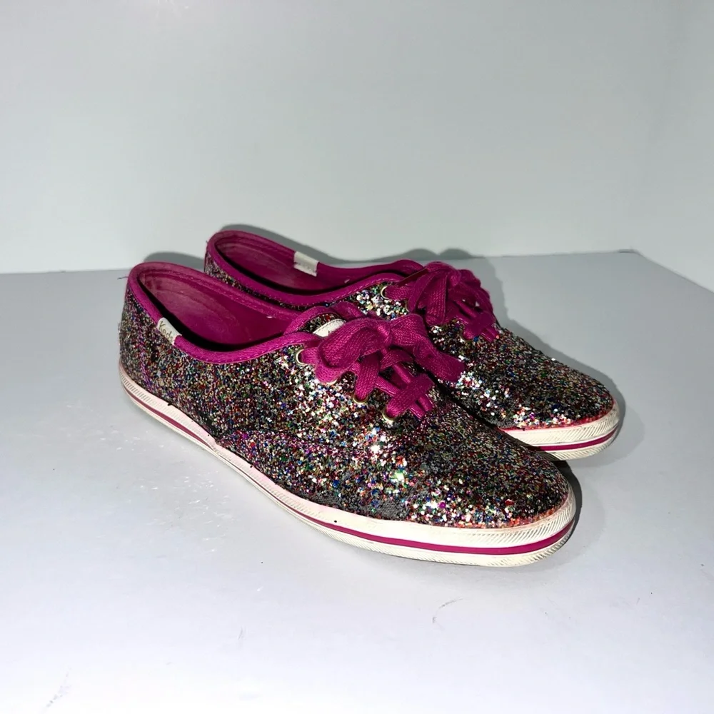 Kate Spade New York Champion Magenta Glitter Sneakers Keds sz 7‎